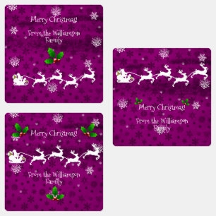 Magenta Kerstman's slee en rendier baklabel Labels