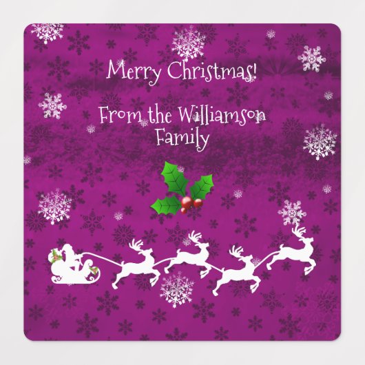 Magenta Kerstman's slee en rendier baklabel Labels (Design 1)