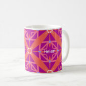 Magenta key of Life Kaleidoscope Monogram Koffiemok (Voorkant rechts)