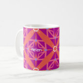 Magenta key of Life Kaleidoscope Monogram Koffiemok (Voorkant links)