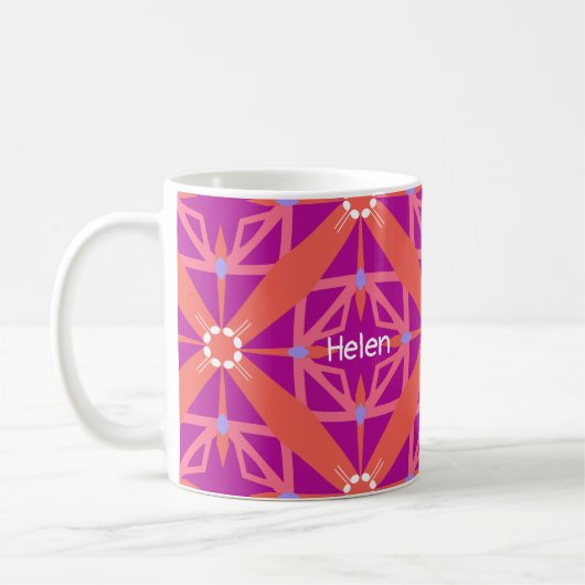 Magenta key of Life Kaleidoscope Monogram Koffiemok (Links)