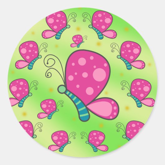Magenta Kleur Vlinder Stickers (Voorkant)