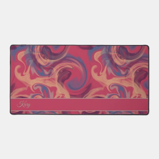 Magenta & Kleurrijke Swirling Waterverf Custom Bureaumat (Voorkant)