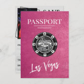 Magenta Las Vegas Passport Bewaar de datum Save The Date (Voorkant / Achterkant)