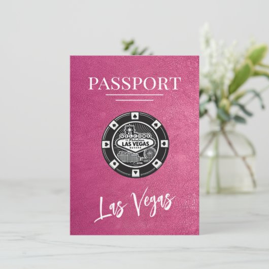 Magenta Las Vegas Passport Bewaar de datum Save The Date (Staand voorkant)