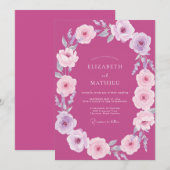 Magenta Lavendel Ranunculus Eucalyptus Bruiloft Kaart (Voorkant / Achterkant)