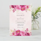 Magenta Lavish Spring Wedding Kaart (Staand voorkant)