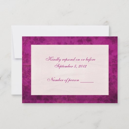 Magenta Leaf RSVP Kaartje (Voorkant)