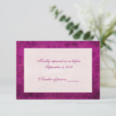 Magenta Leaf RSVP Kaartje (Staand voorkant)