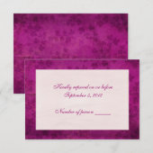 Magenta Leaf RSVP Kaartje (Voorkant / Achterkant)