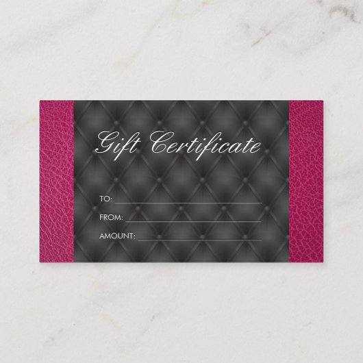 Magenta Leather | Zwarte opvulling Kortingskaartje (Achterkant)