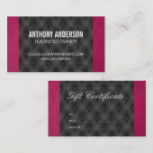 Magenta Leather | Zwarte opvulling Kortingskaartje (Voorkant / Achterkant)