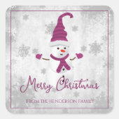 Magenta Leuk Sneeuwman Kerst sticker (Voorkant)