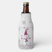 Magenta Leuke Sneeuwman Fles Koeler (Fles Voorkant)