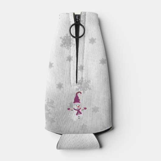 Magenta Leuke Sneeuwman Fles Koeler (Achterkant)