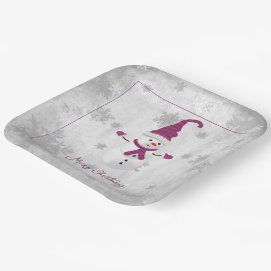 Magenta Leuke Sneeuwman Papier Bord (Gebogen)