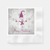 Magenta Leuke Sneeuwman Papier Servet (Voorkant)