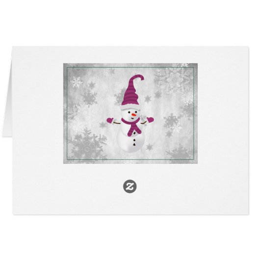 Magenta Leuke Sneeuwman Vakantie Groet Kaart (Achterkant Horizontaal)
