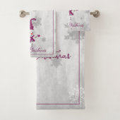 Magenta Leuke Sneeuwman Vakantie Handdoek Set (Insitu)