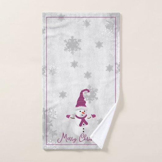 Magenta Leuke Sneeuwman Vakantie Handdoek Set (Handdoek)