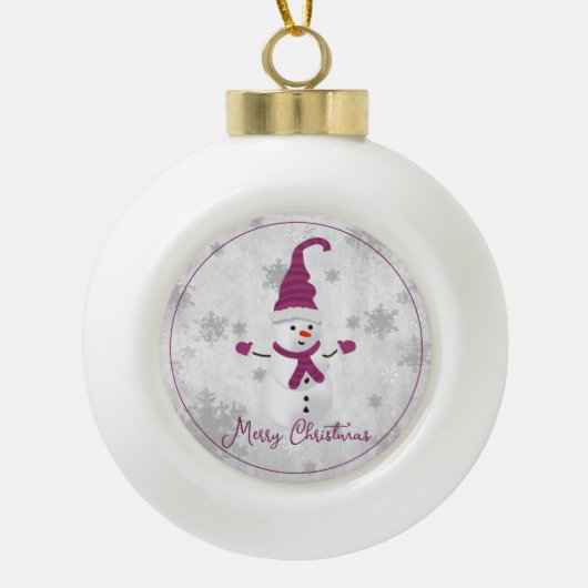 Magenta Leuke Sneeuwman Vakantie Ornament (Voorkant)