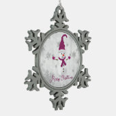Magenta Leuke Sneeuwman Vakantie Ornament (Links)