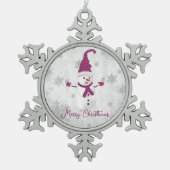 Magenta Leuke Sneeuwman Vakantie Ornament (Voorkant)