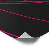 Magenta Lijnkunst op Zwart  Poster (Hoek)