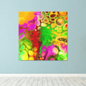 Magenta, Lime Green, Black Yellow abstract art Canvas Afdruk (Insitu (Houten vloer))
