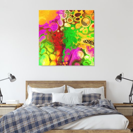 Magenta, Lime Green, Black Yellow abstract art Canvas Afdruk (Insitu (Slaapkamer))