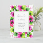 Magenta Lime Vivid Botanical Wedding Kaart (Staand voorkant)