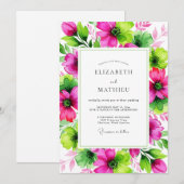 Magenta Lime Vivid Botanical Wedding Kaart (Voorkant / Achterkant)