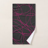 Magenta Line Art over zwart Bad Handdoek (Handdoek)