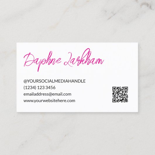 Magenta Lines de Code QR van het Manuscript van de Visitekaartje (Achterkant)