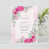 Magenta Lively Spring Wedding Kaart (Staand voorkant)