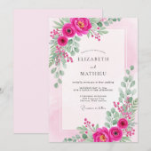 Magenta Lively Spring Wedding Kaart (Voorkant / Achterkant)