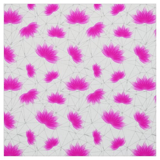 Magenta Lotus Flower Pattern met Grey Net Stof (Swatch)