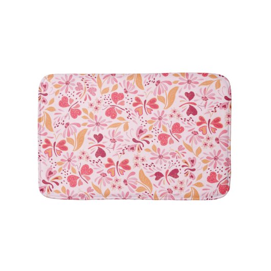 Magenta Love & Butterflies_02 Valentijn Bath Mat (Voorkant)