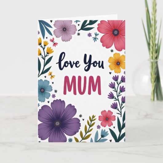 Magenta Love You Mum Kaart (Voorkant)
