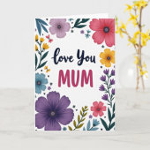 Magenta Love You Mum Kaart (Gele Bloem)