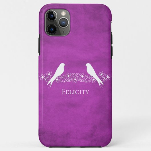 Magenta Lovebird Floral Vine iPhone Case (Achterkant)