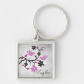 Magenta Lovevogels Aangepaste Sleutelhanger (Voorkant)