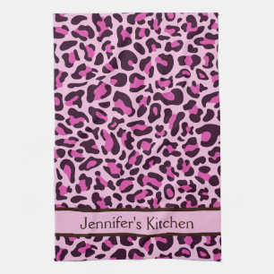 Magenta Luipaardprint Retro Keukendoek Theedoek