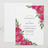 Magenta Lush Painterly Bloom Wedding Kaart (Voorkant / Achterkant)