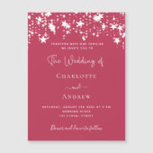 Magenta luxe trouwfeest magnetische uitnodiging (Voorkant)