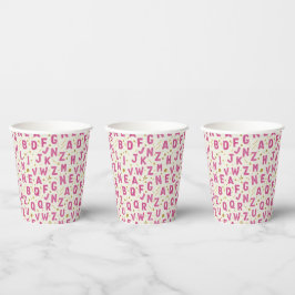 Magenta Magisch Alfabet Glitter Papieren Bekers