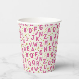 Magenta Magisch Alfabet Glitter Papieren Bekers