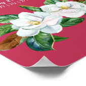 Magenta Magnolia Bouquet Wedding Sign Poster (Hoek)