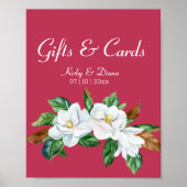 Magenta Magnolia Bouquet Wedding Sign Poster (Voorkant)