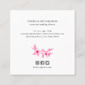 Magenta Magnolia krans Monogram sociale media Vierkante Visitekaartje (Achterkant)